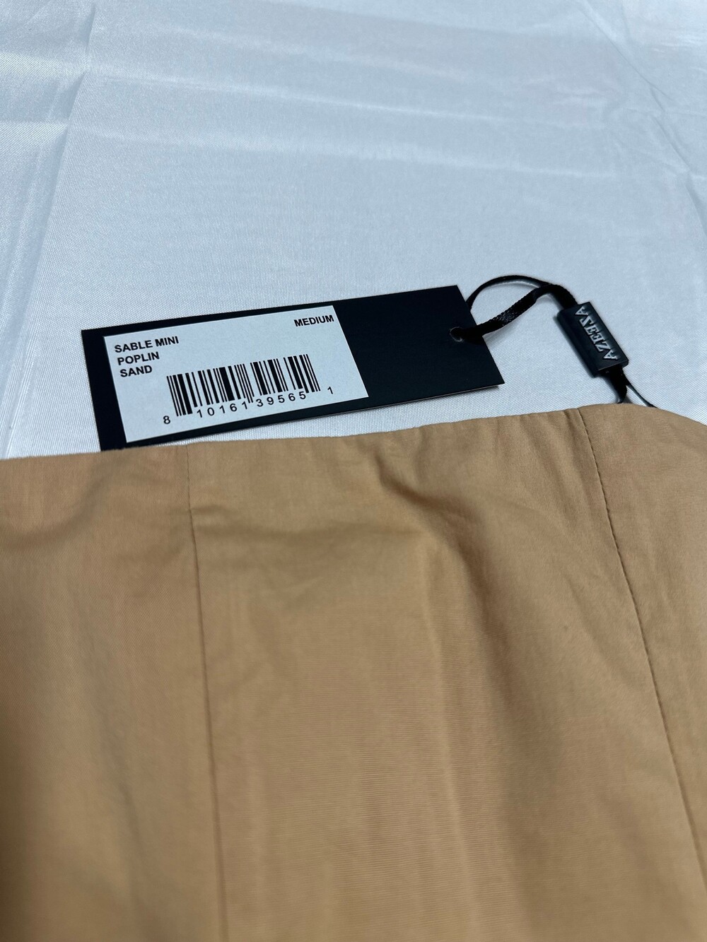 Azeeza Sable Mini Poplin Dress NWT Medium Sand Strapless Pleated Corset - Picture 2 of 8